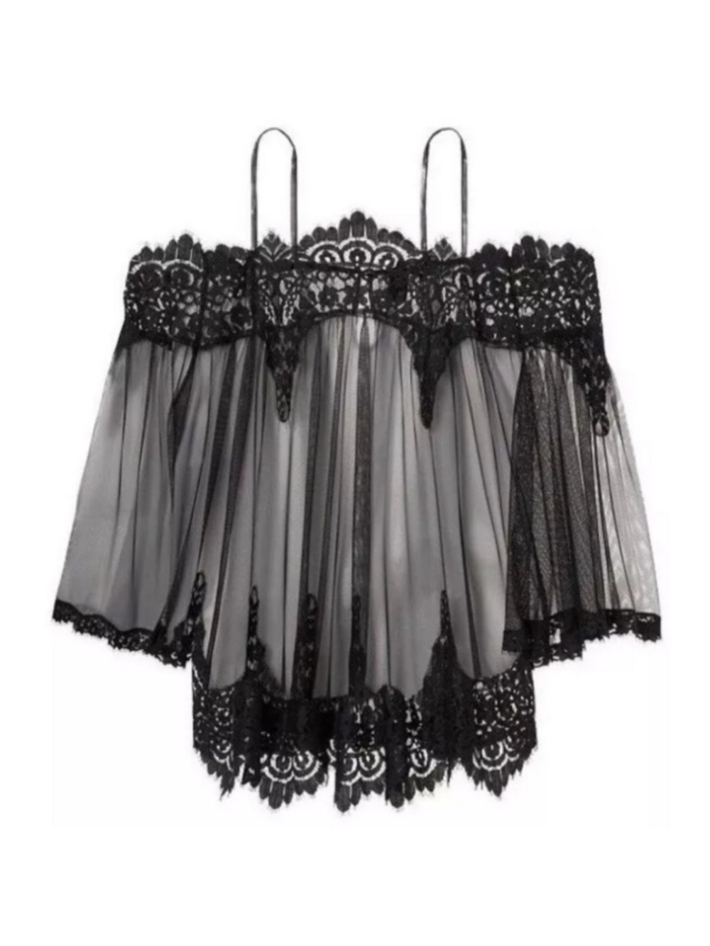 VS Sheer Lace Chemise Babydoll Slip Lingerie SMALL Black - Picture 7 of 14